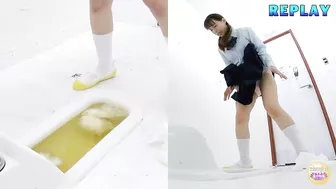DLSL-438 01 Girls’ school toilet broke down and overflowed with piss. Grossed out urination voyeur