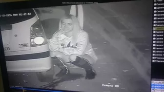 Chick Pees On Security Cam By Car