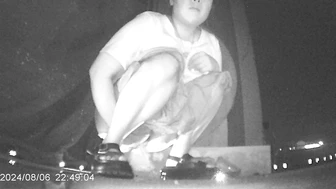 Desperate Chinese girl peeing in a hidden corner of a night market with no toilet, V, PissRIP