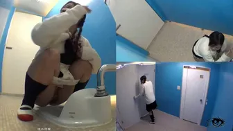 JD-03 01 Stealthy schoolgirls sneaky peeing in staff’s toilet